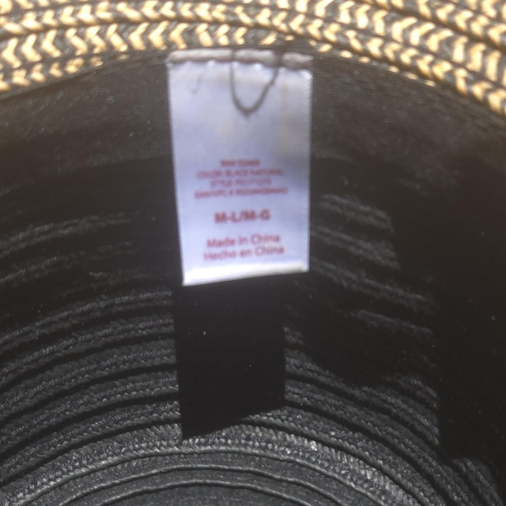 Black n Tan stunning "Jackie O" style sun hat 8" x16" - Picture 6 of 7